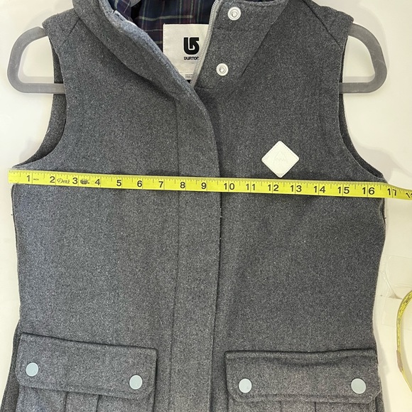 -Burton Dry Ride Gray Flannel Lined Snap Zip Hooded Snow Boarding Vest Small - Picture 11 of 12